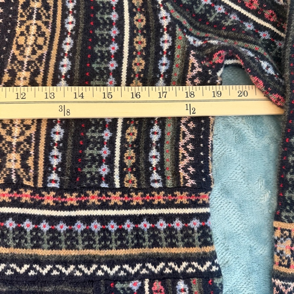 Tory Burch Fair Isle Alpaca Wool V-Neck Boho Tunic Sweater sz S Apres Ski Lodge - Picture 12 of 16